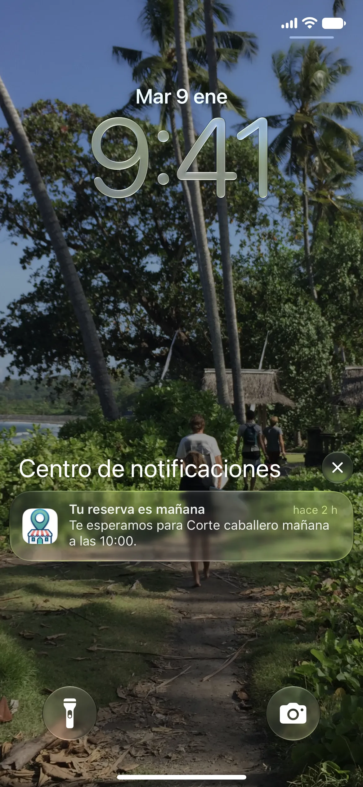 Notificación de recordatorio de una reserva para el día siguiente