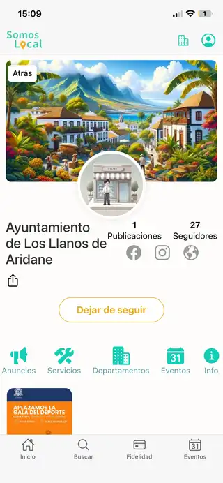 Pantalla de ejemplo de app municipal para ayuntamientos en Somos Local