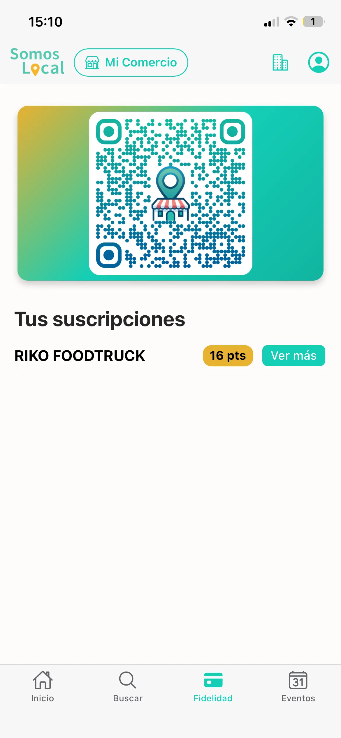 Sistema de fidelización digital para comercios dentro de Somos Local